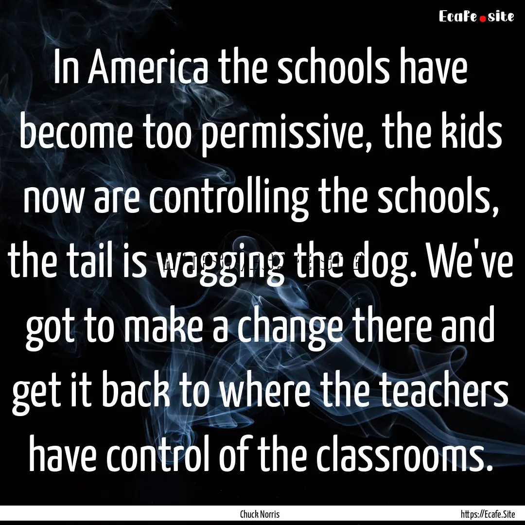 In America the schools have become too permissive,.... : Quote by Chuck Norris