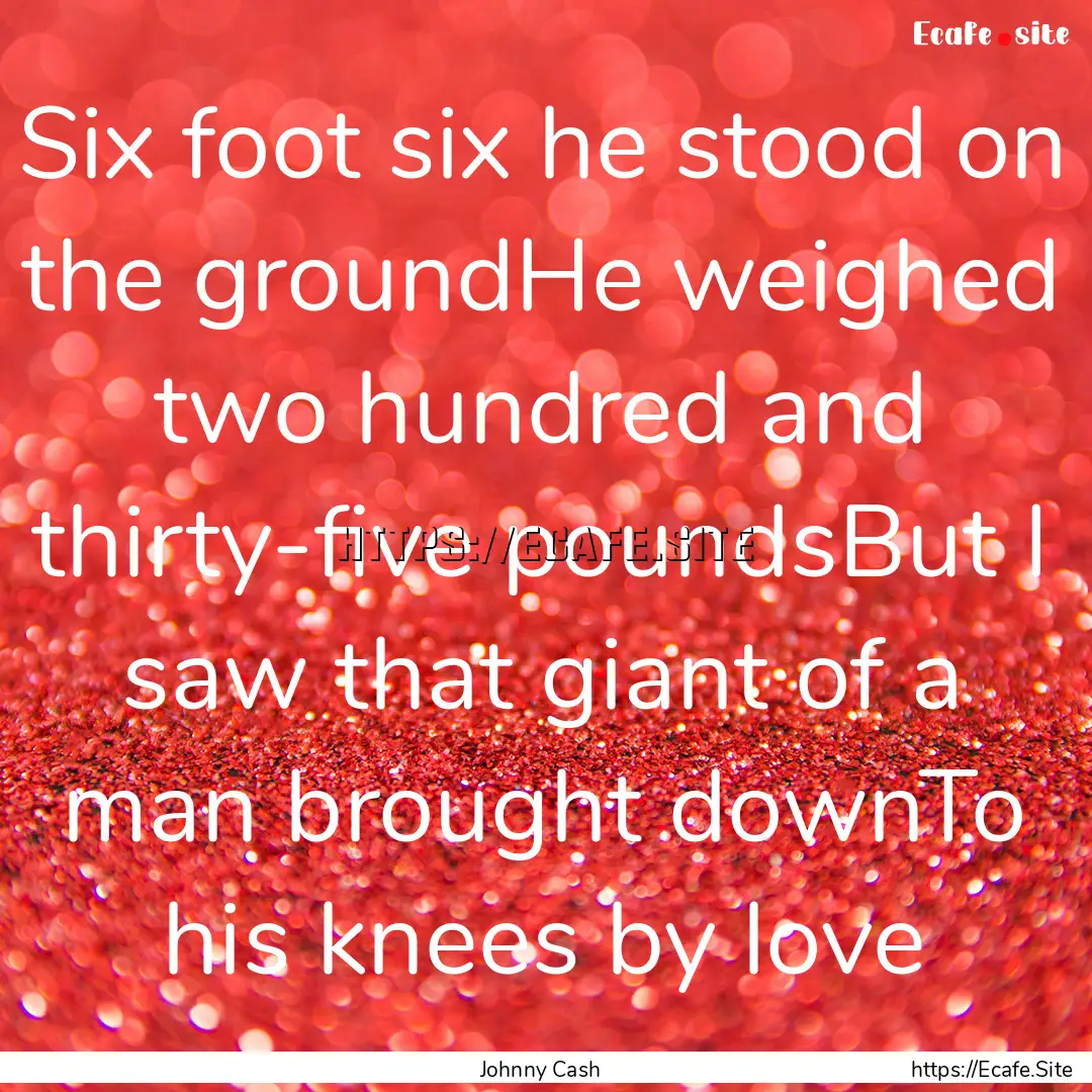 Six foot six he stood on the groundHe weighed.... : Quote by Johnny Cash