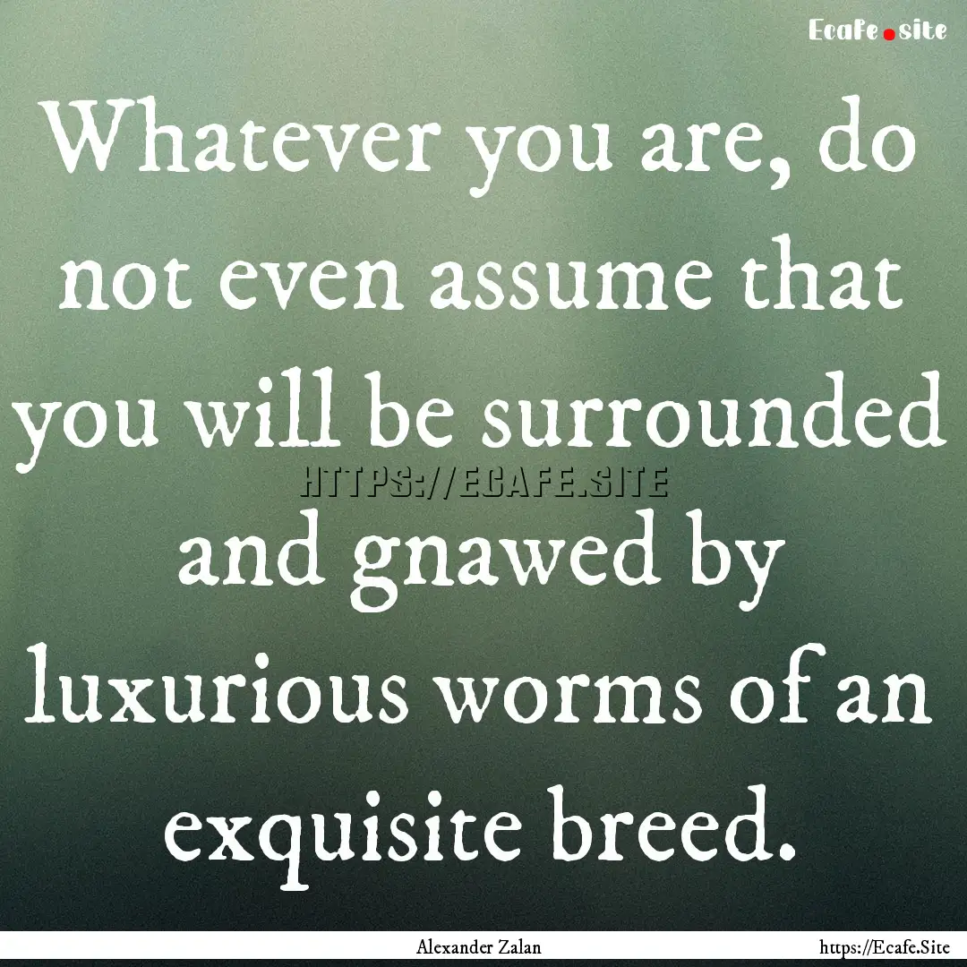 Whatever you are, do not even assume that.... : Quote by Alexander Zalan