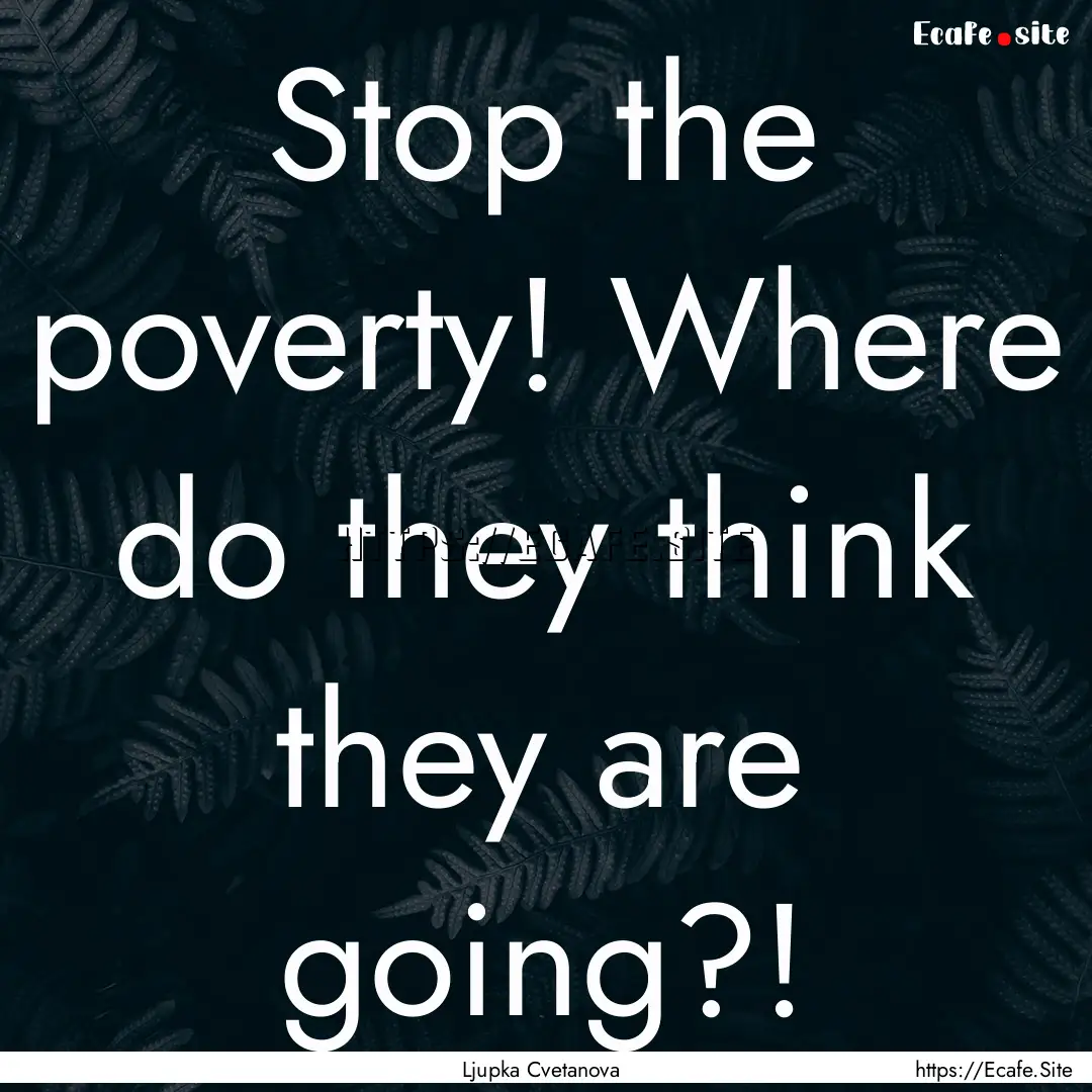 Stop the poverty! Where do they think they.... : Quote by Ljupka Cvetanova