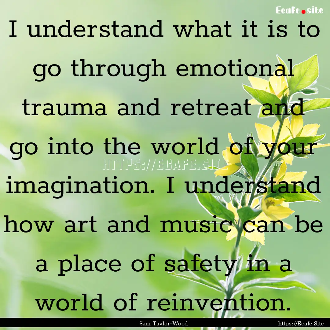 I understand what it is to go through emotional.... : Quote by Sam Taylor-Wood