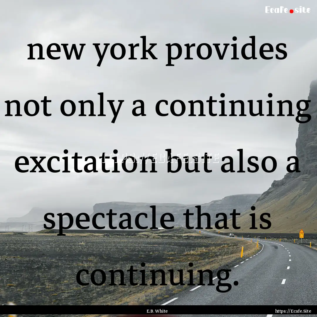 new york provides not only a continuing excitation.... : Quote by E.B. White