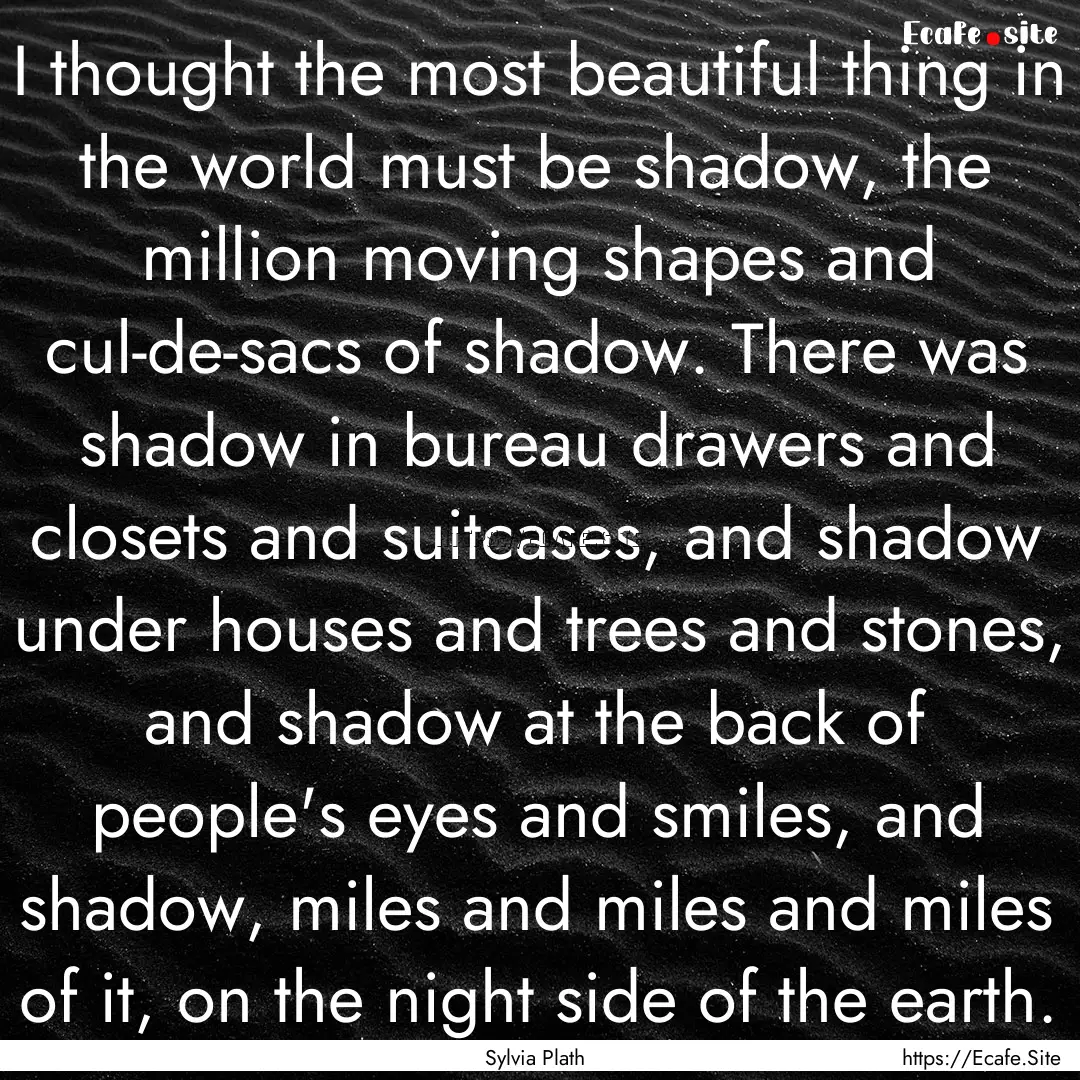 I thought the most beautiful thing in the.... : Quote by Sylvia Plath