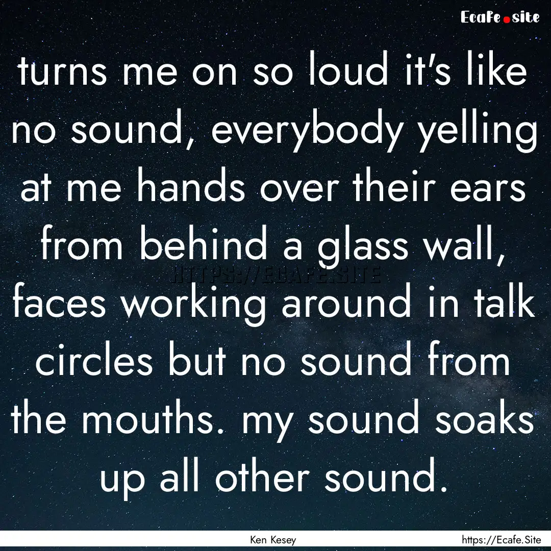 turns me on so loud it's like no sound, everybody.... : Quote by Ken Kesey