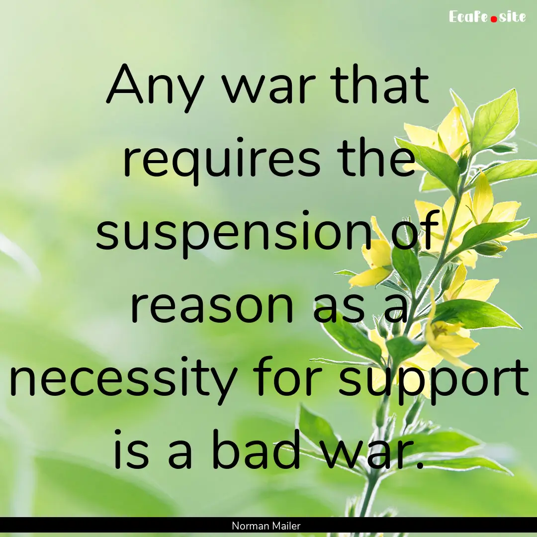 Any war that requires the suspension of reason.... : Quote by Norman Mailer