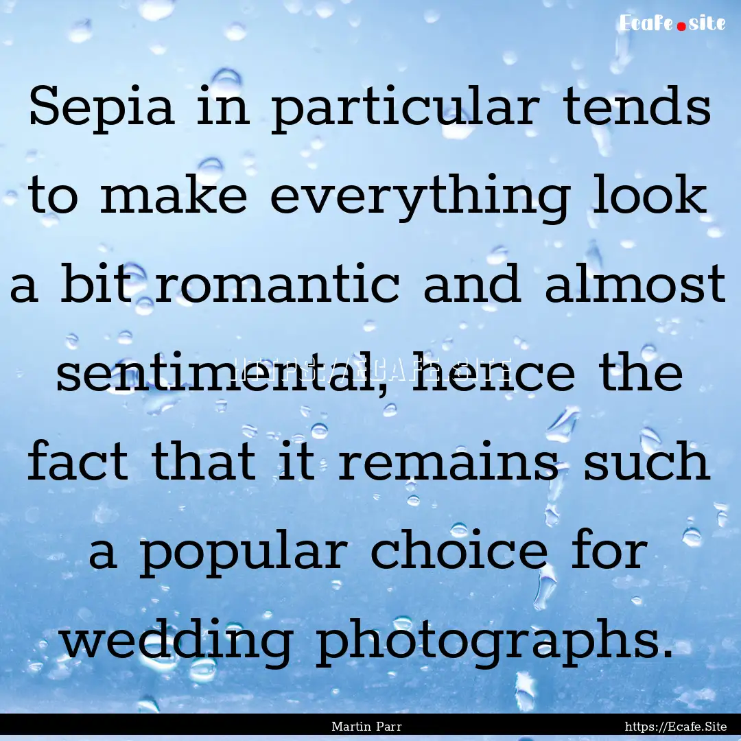 Sepia in particular tends to make everything.... : Quote by Martin Parr