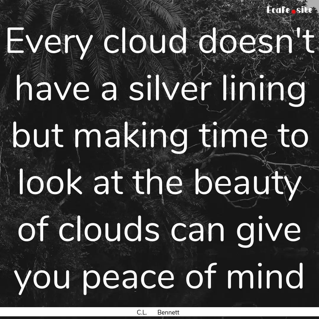 Every cloud doesn't have a silver lining.... : Quote by C.L. Bennett