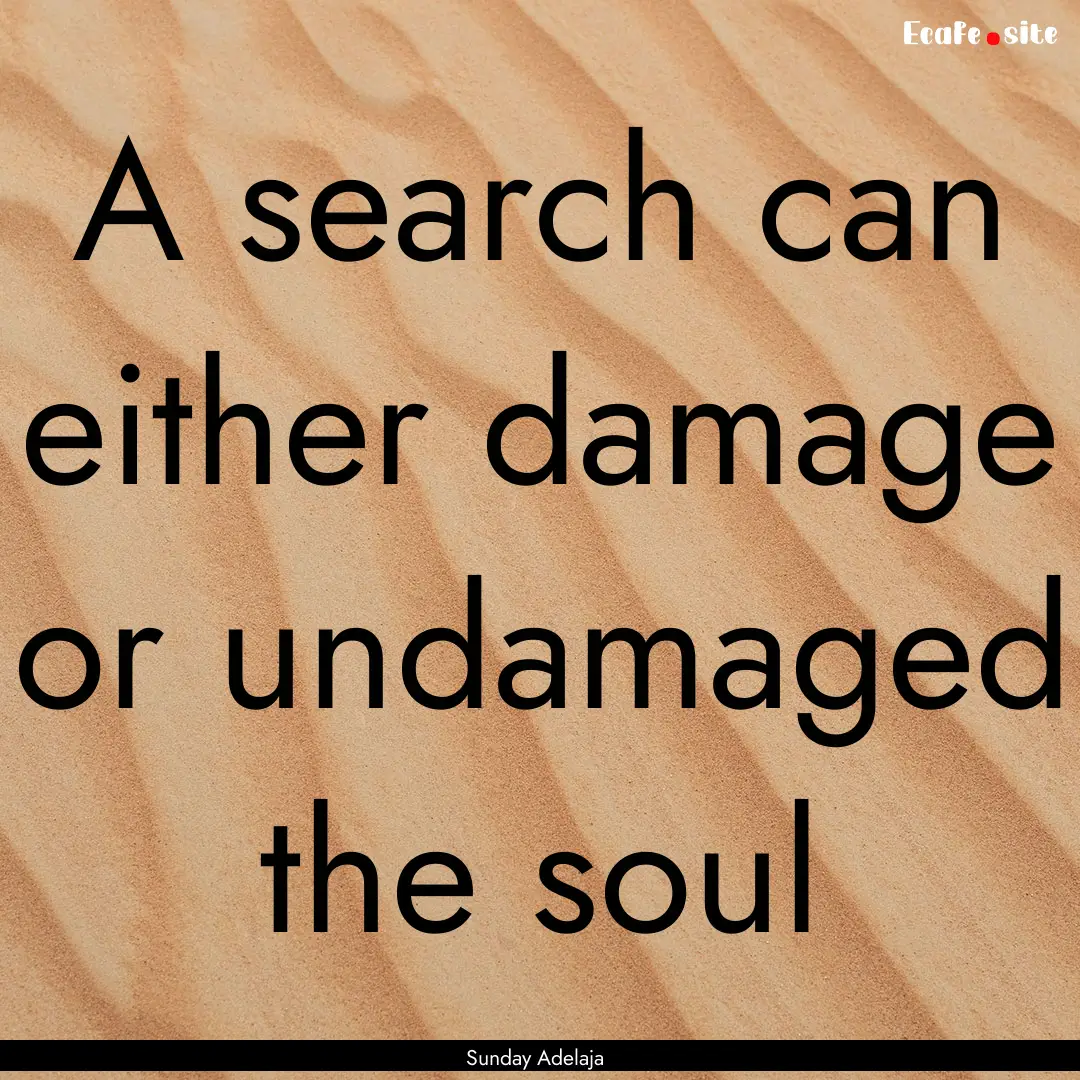 A search can either damage or undamaged the.... : Quote by Sunday Adelaja