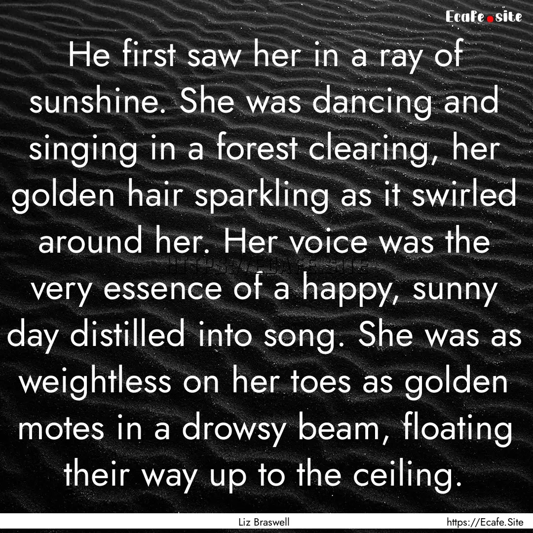 He first saw her in a ray of sunshine. She.... : Quote by Liz Braswell