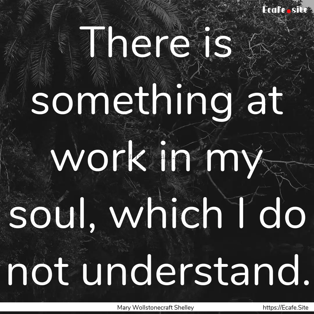 There is something at work in my soul, which.... : Quote by Mary Wollstonecraft Shelley