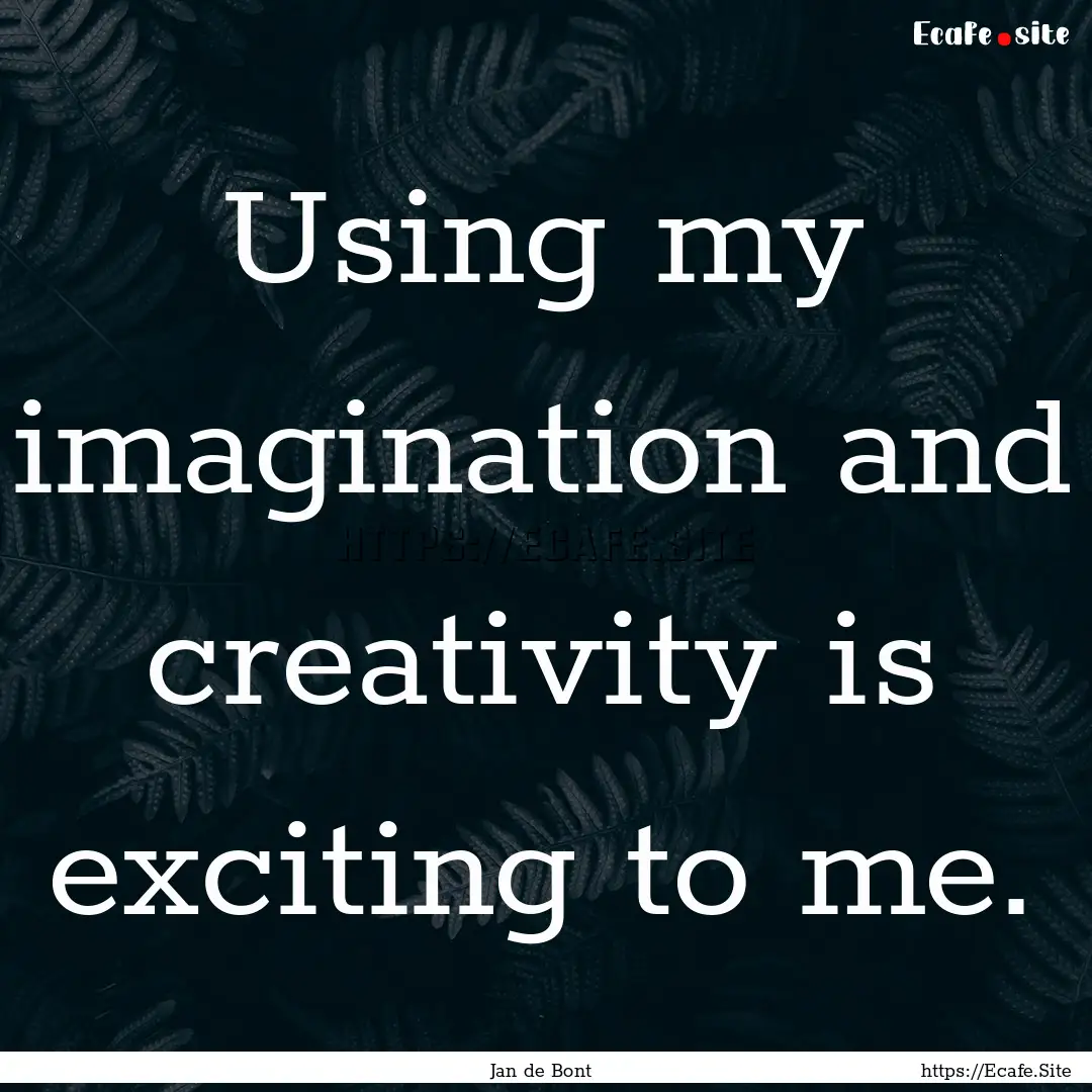 Using my imagination and creativity is exciting.... : Quote by Jan de Bont