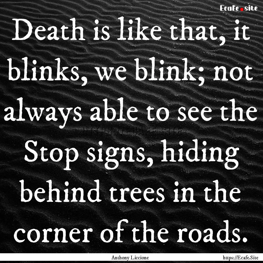 Death is like that, it blinks, we blink;.... : Quote by Anthony Liccione