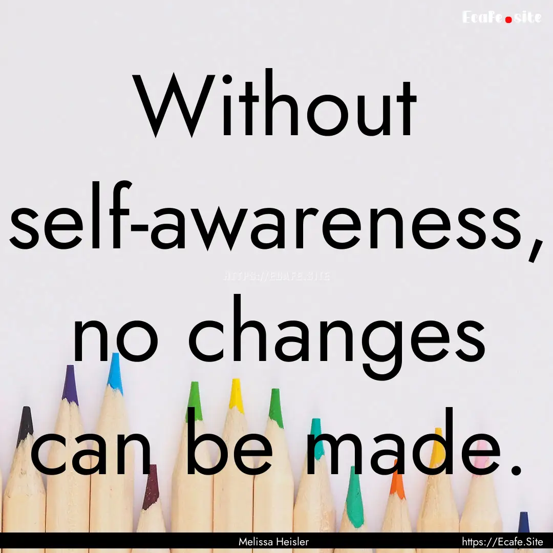 Without self-awareness, no changes can be.... : Quote by Melissa Heisler