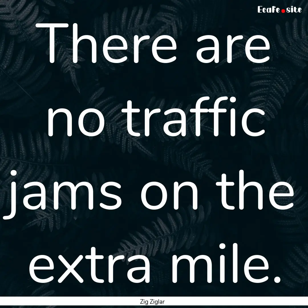 There are no traffic jams on the extra mile..... : Quote by Zig Ziglar