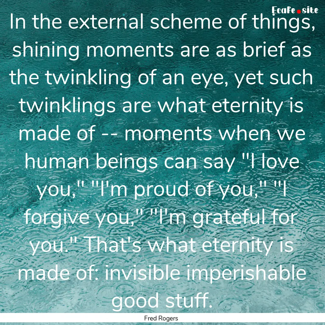 In the external scheme of things, shining.... : Quote by Fred Rogers