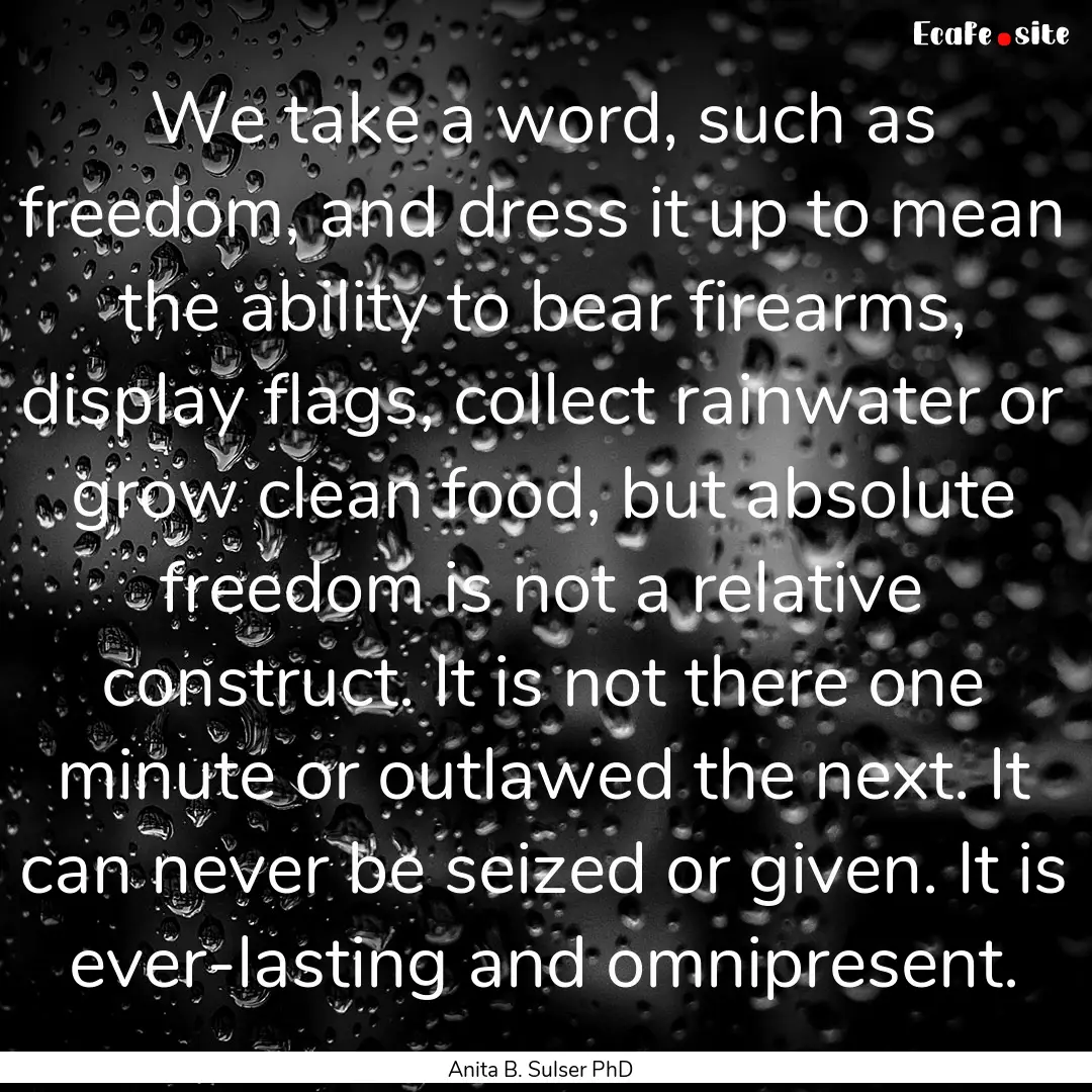 We take a word, such as freedom, and dress.... : Quote by Anita B. Sulser PhD