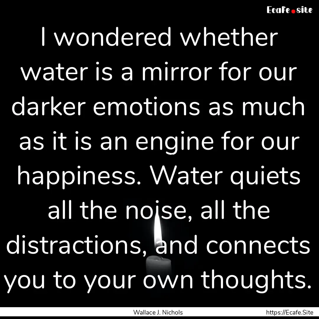 I wondered whether water is a mirror for.... : Quote by Wallace J. Nichols