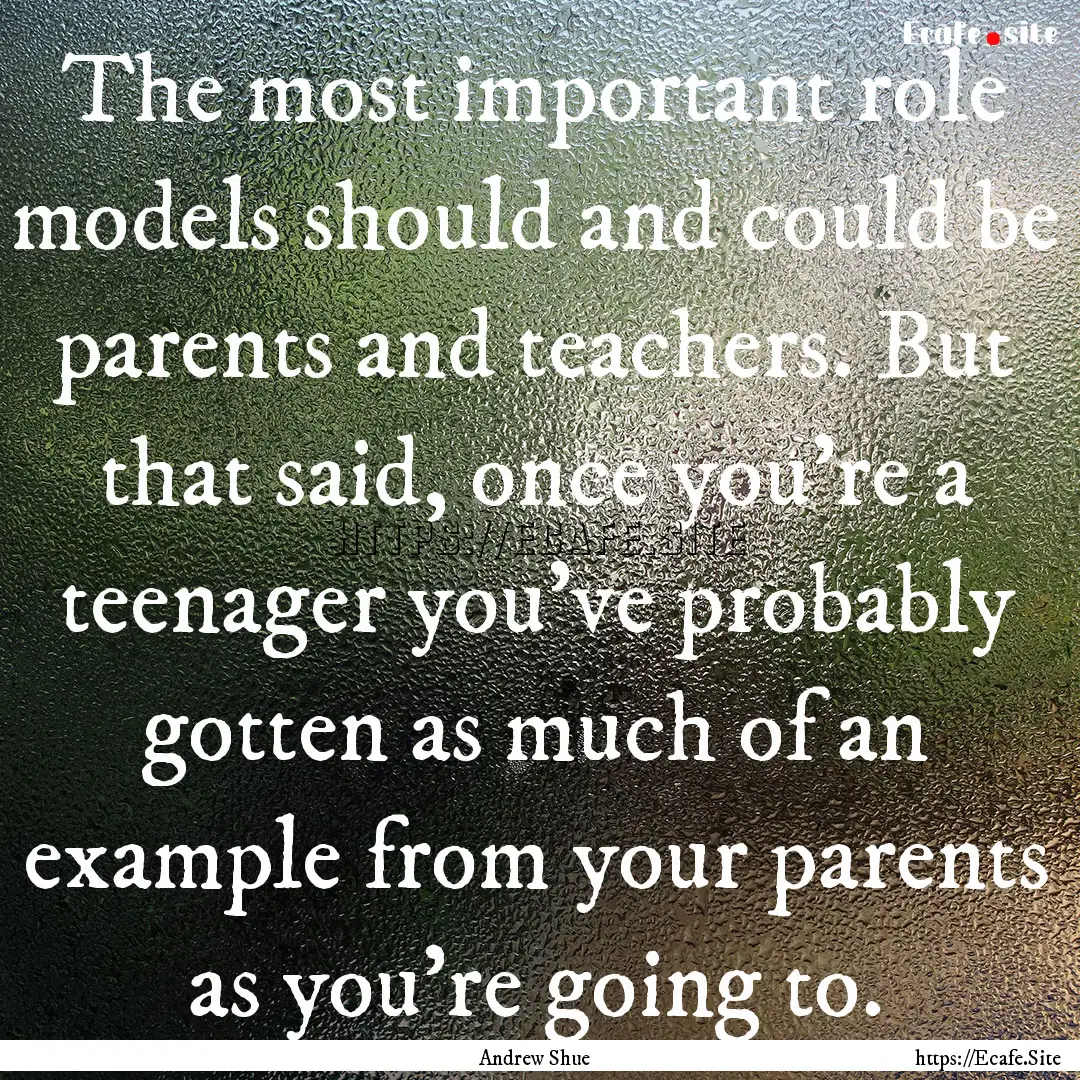 The most important role models should and.... : Quote by Andrew Shue