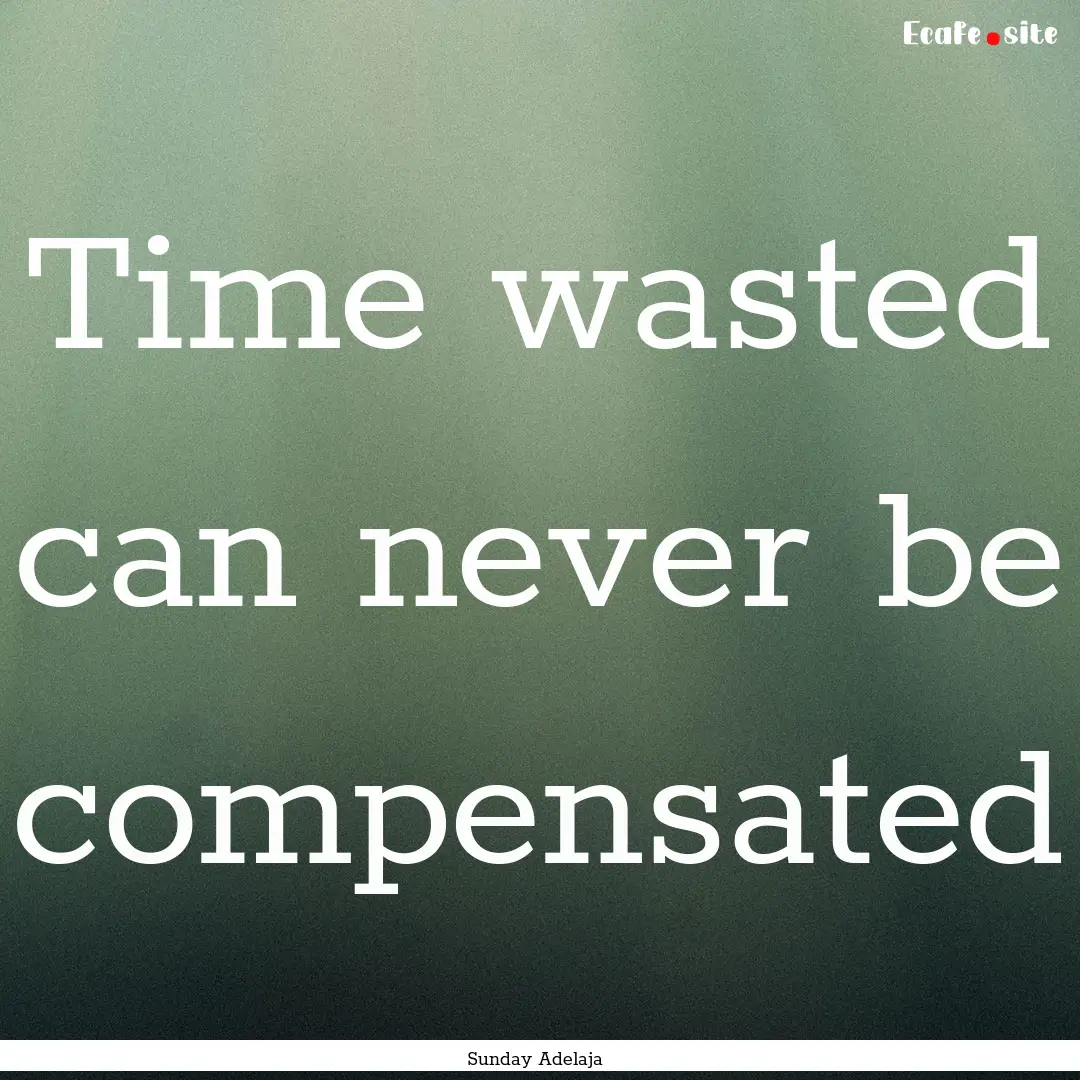 Time wasted can never be compensated : Quote by Sunday Adelaja