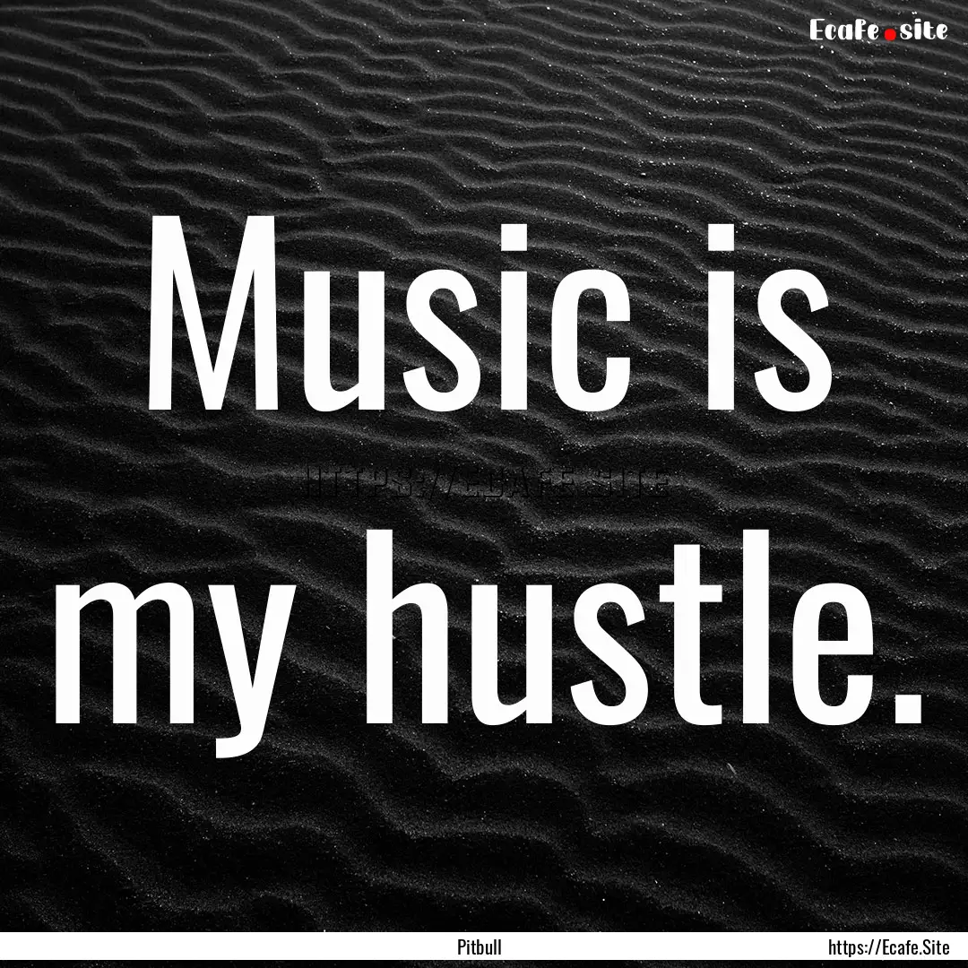 Music is my hustle. : Quote by Pitbull