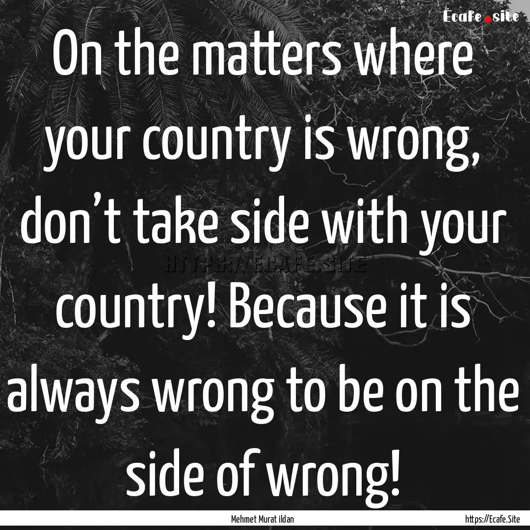 On the matters where your country is wrong,.... : Quote by Mehmet Murat ildan