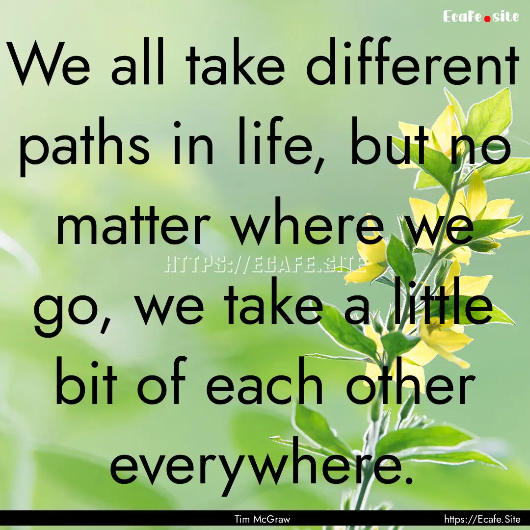 We all take different paths in life, but.... : Quote by Tim McGraw