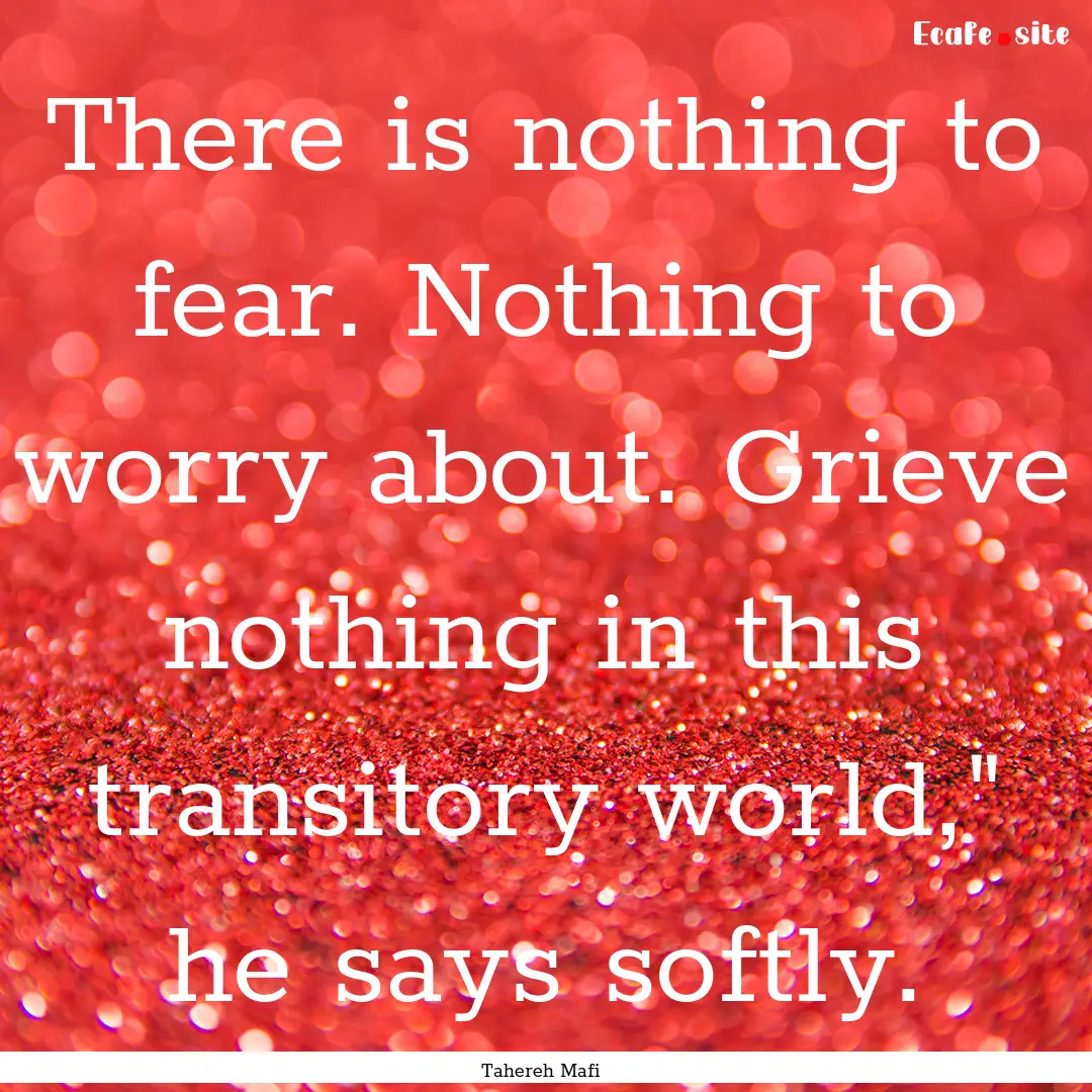 There is nothing to fear. Nothing to worry.... : Quote by Tahereh Mafi