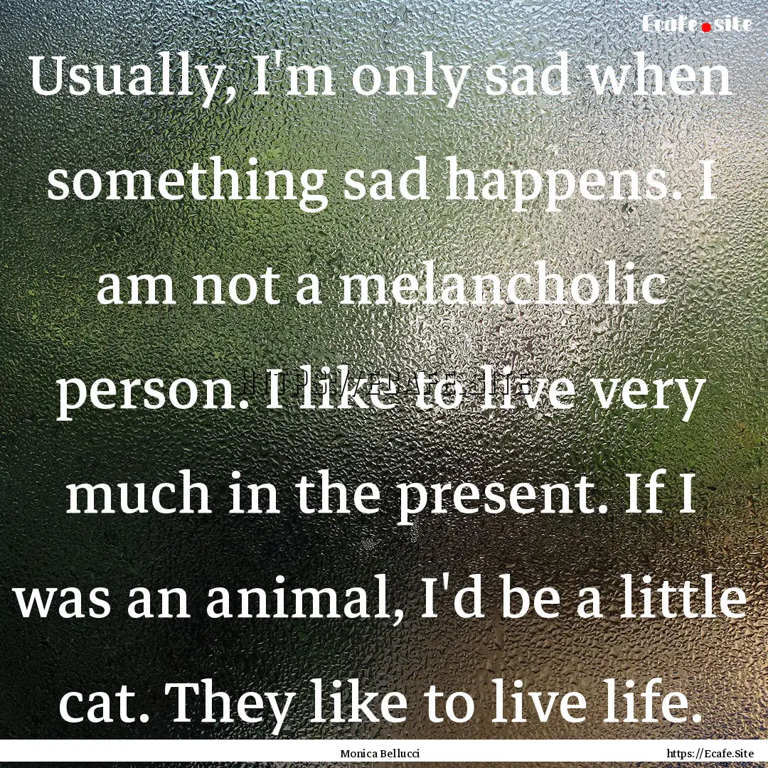 Usually, I'm only sad when something sad.... : Quote by Monica Bellucci