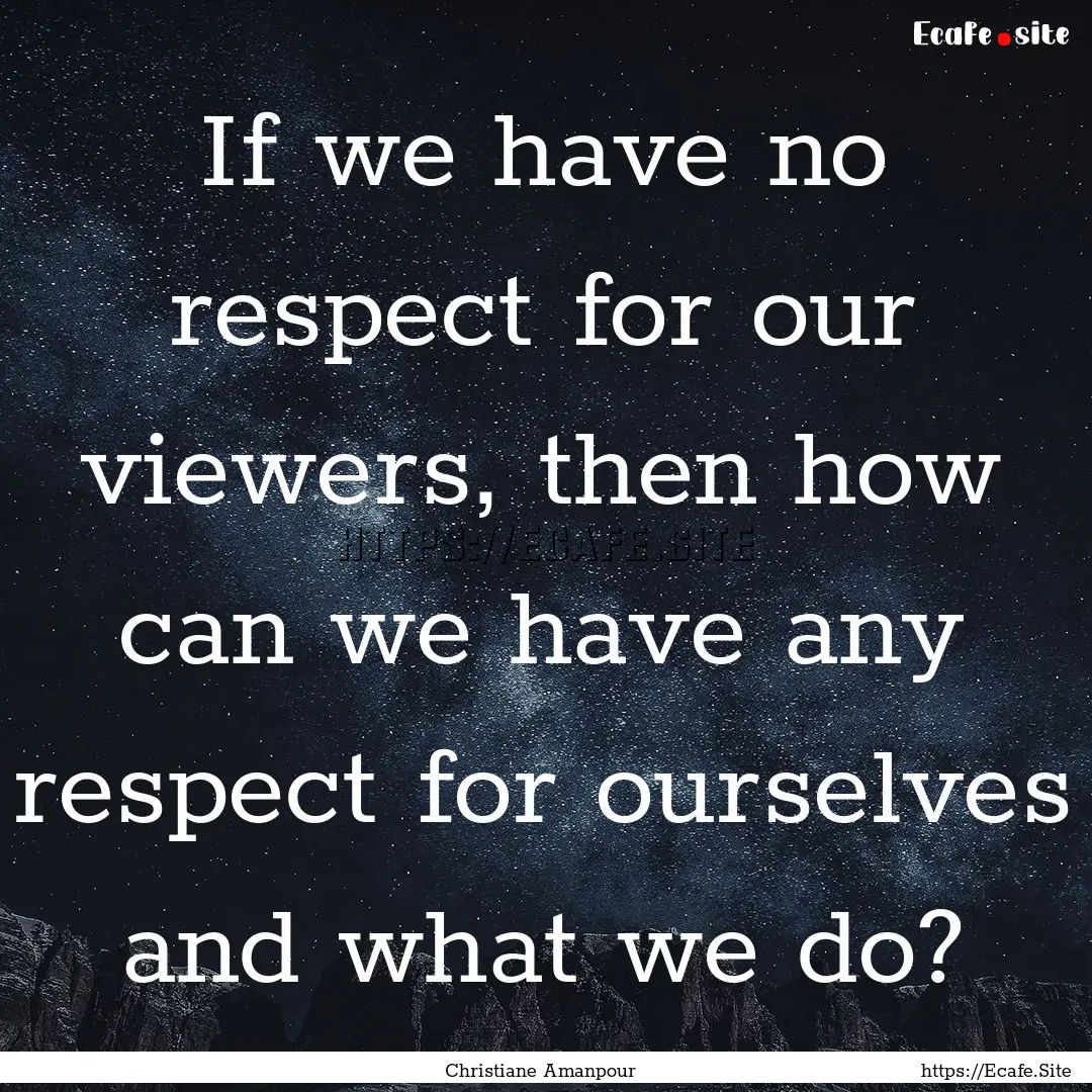 If we have no respect for our viewers, then.... : Quote by Christiane Amanpour