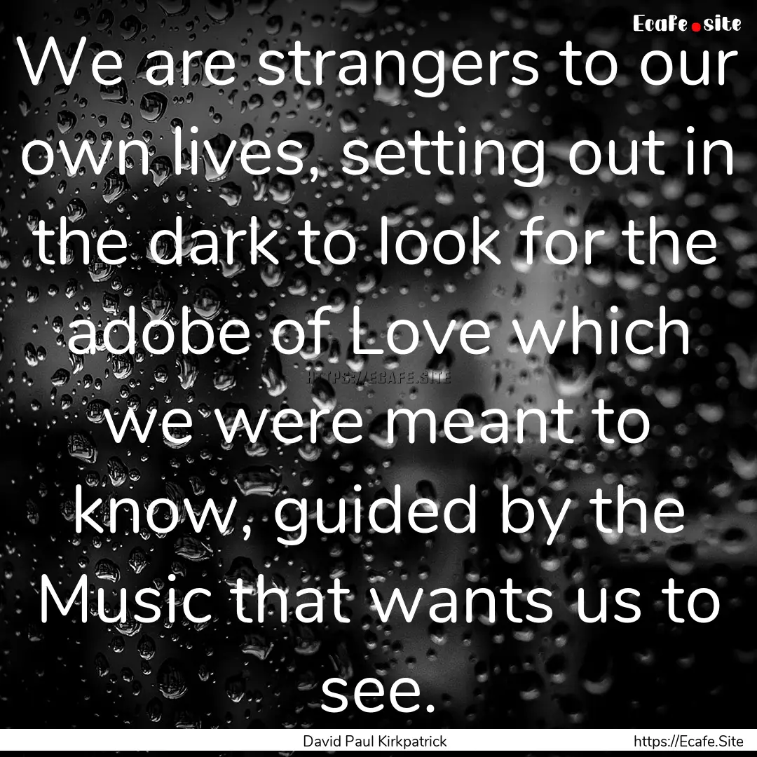 We are strangers to our own lives, setting.... : Quote by David Paul Kirkpatrick