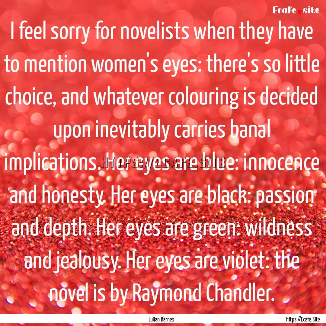 I feel sorry for novelists when they have.... : Quote by Julian Barnes