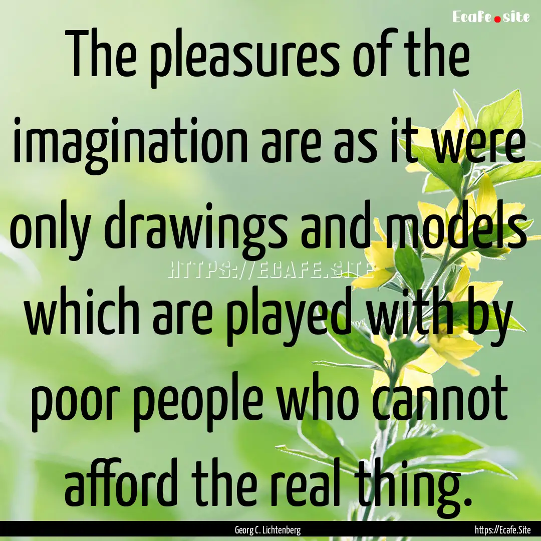 The pleasures of the imagination are as it.... : Quote by Georg C. Lichtenberg