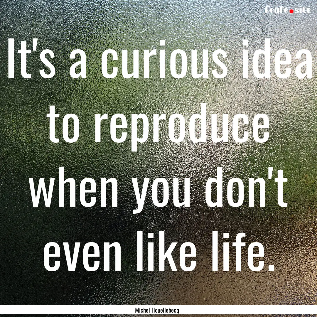 It's a curious idea to reproduce when you.... : Quote by Michel Houellebecq