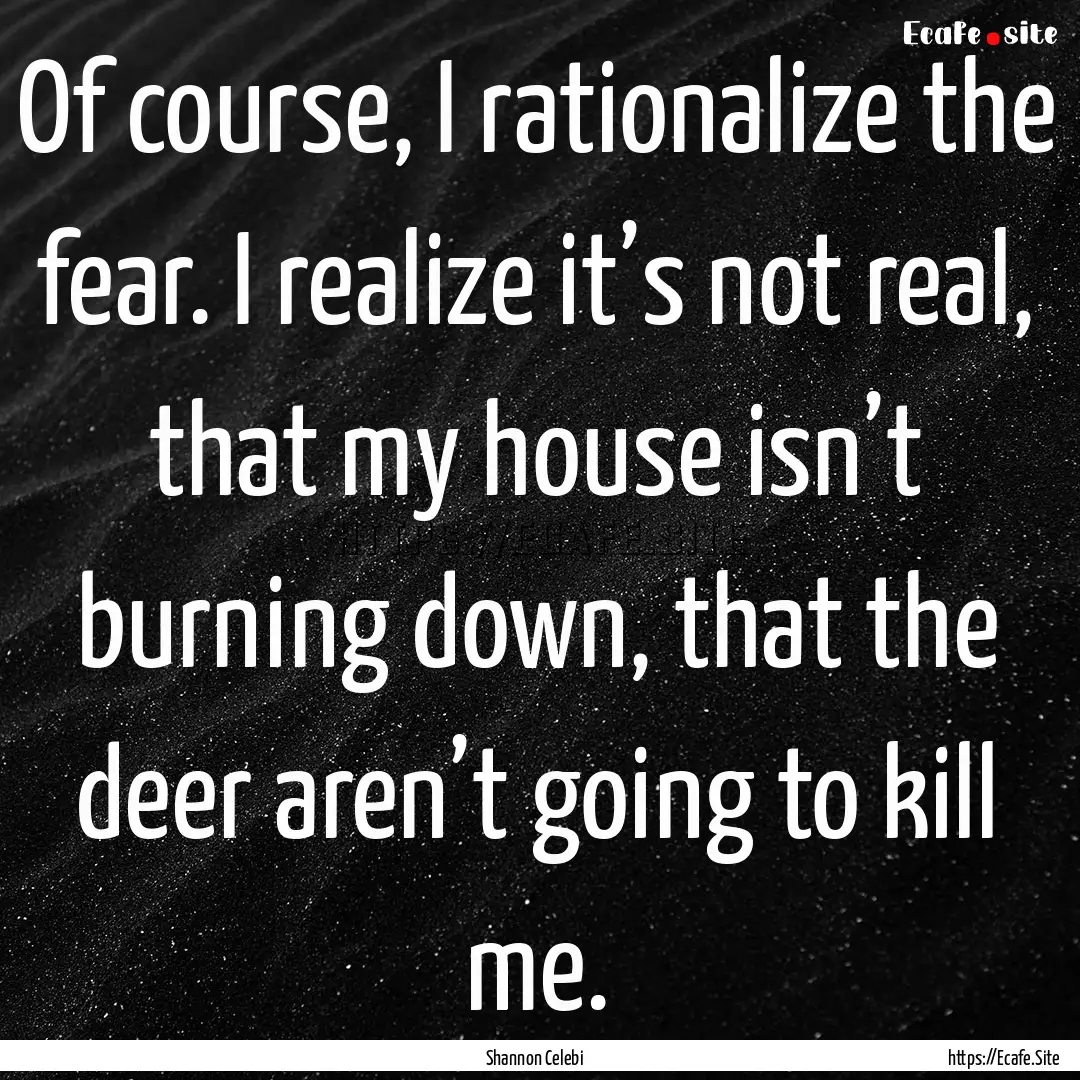 Of course, I rationalize the fear. I realize.... : Quote by Shannon Celebi