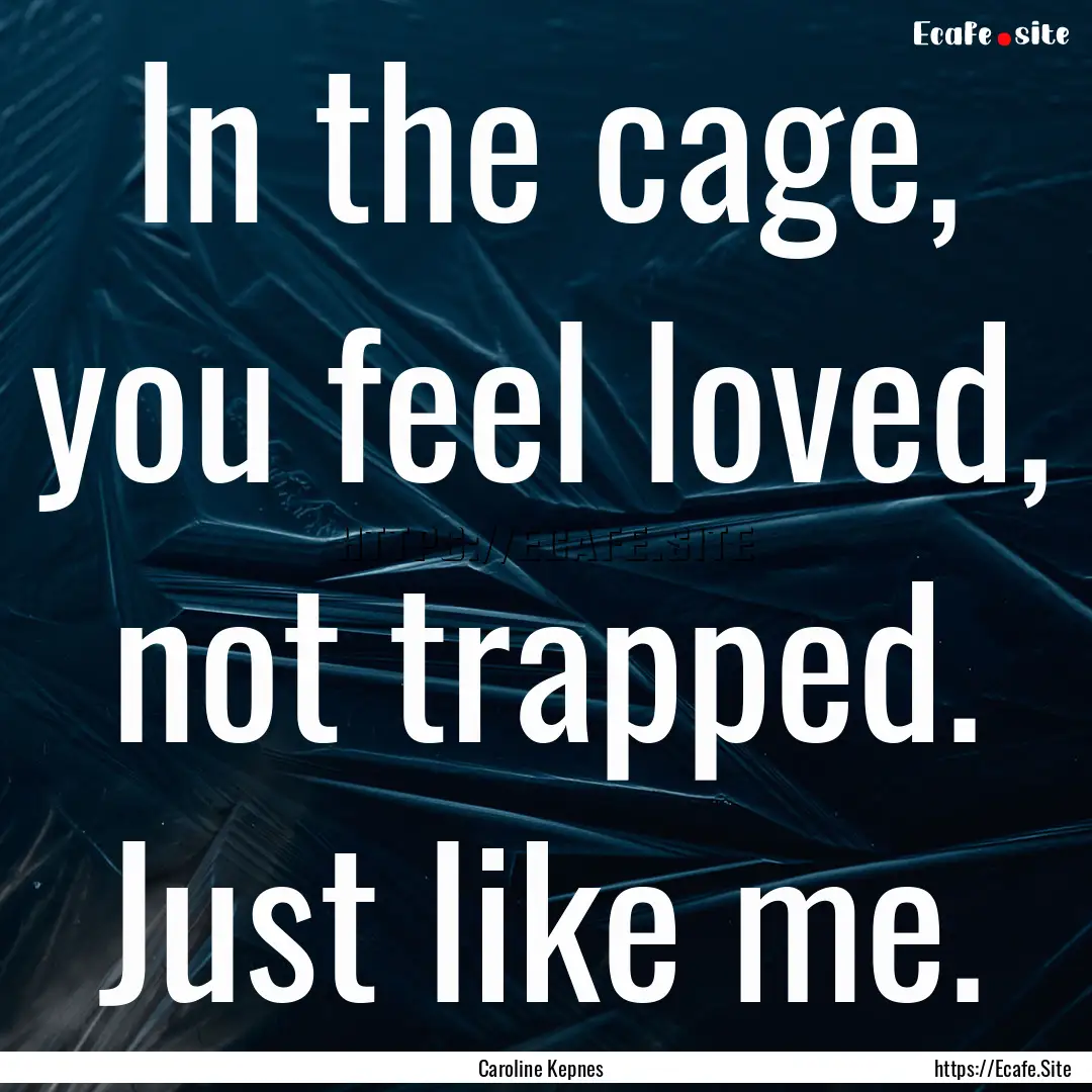 In the cage, you feel loved, not trapped..... : Quote by Caroline Kepnes