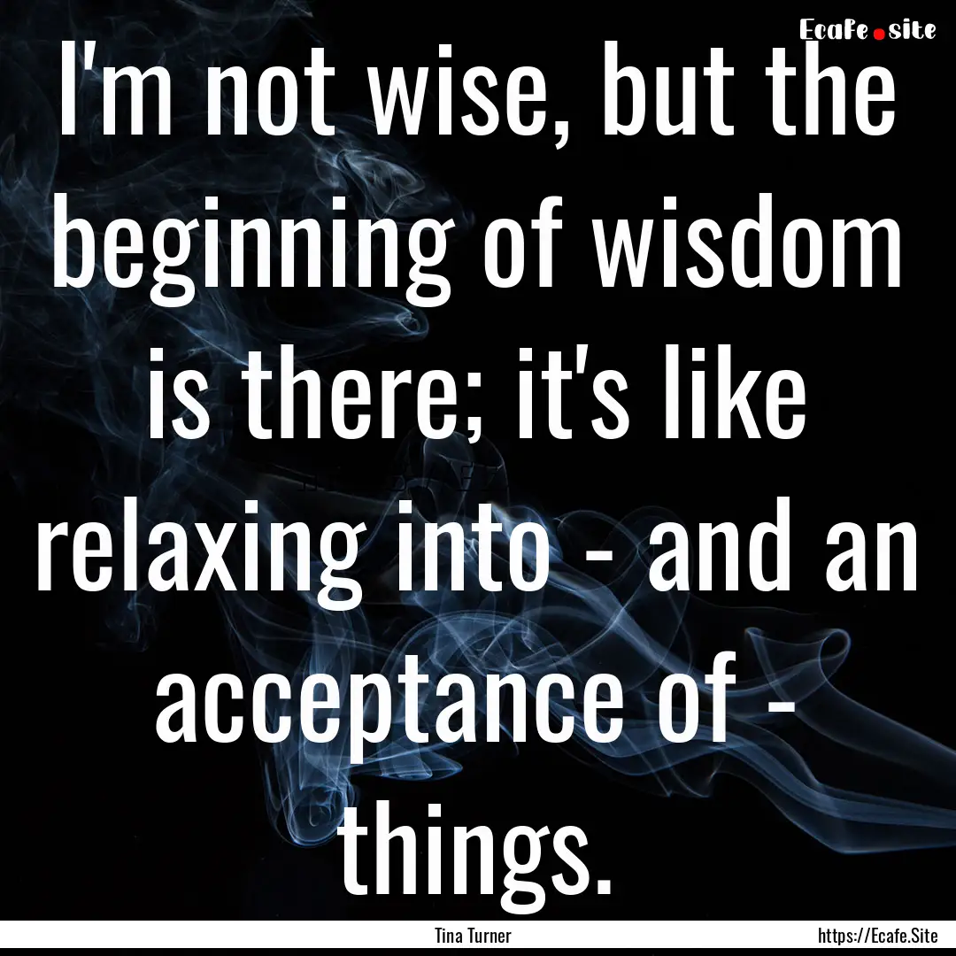 I'm not wise, but the beginning of wisdom.... : Quote by Tina Turner