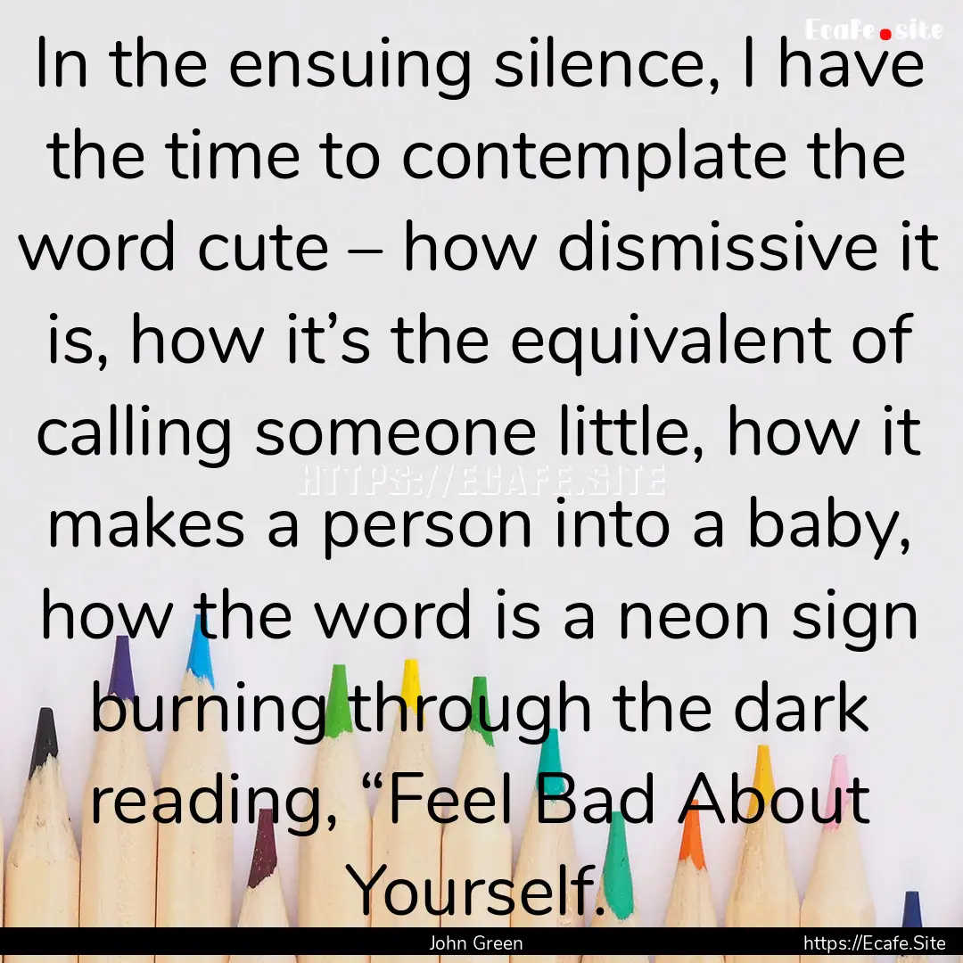 In the ensuing silence, I have the time to.... : Quote by John Green