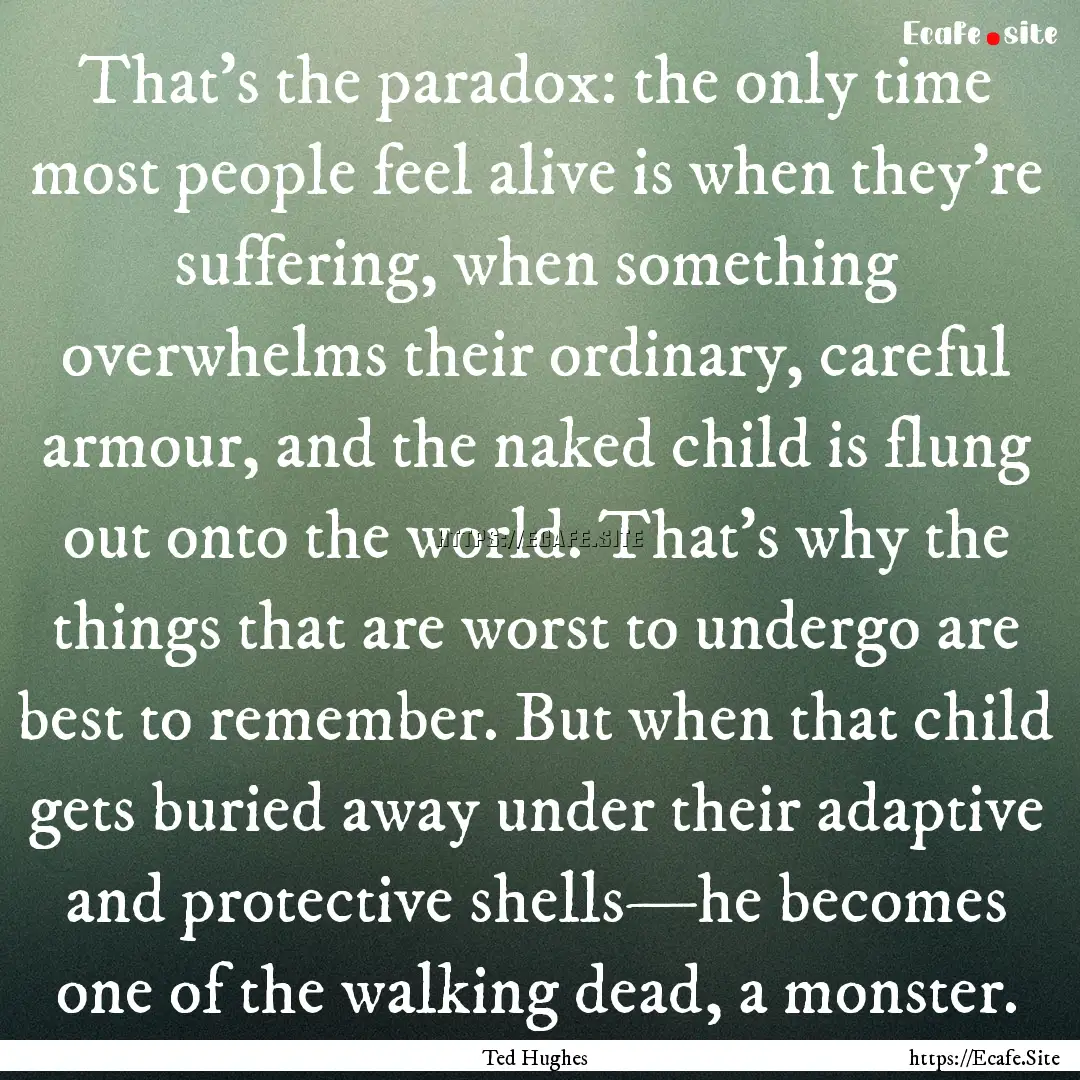 That's the paradox: the only time most people.... : Quote by Ted Hughes