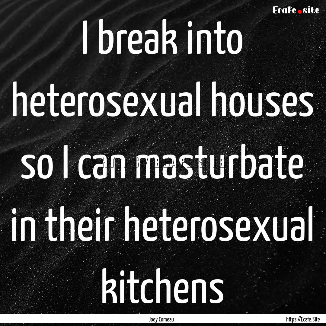 I break into heterosexual houses so I can.... : Quote by Joey Comeau