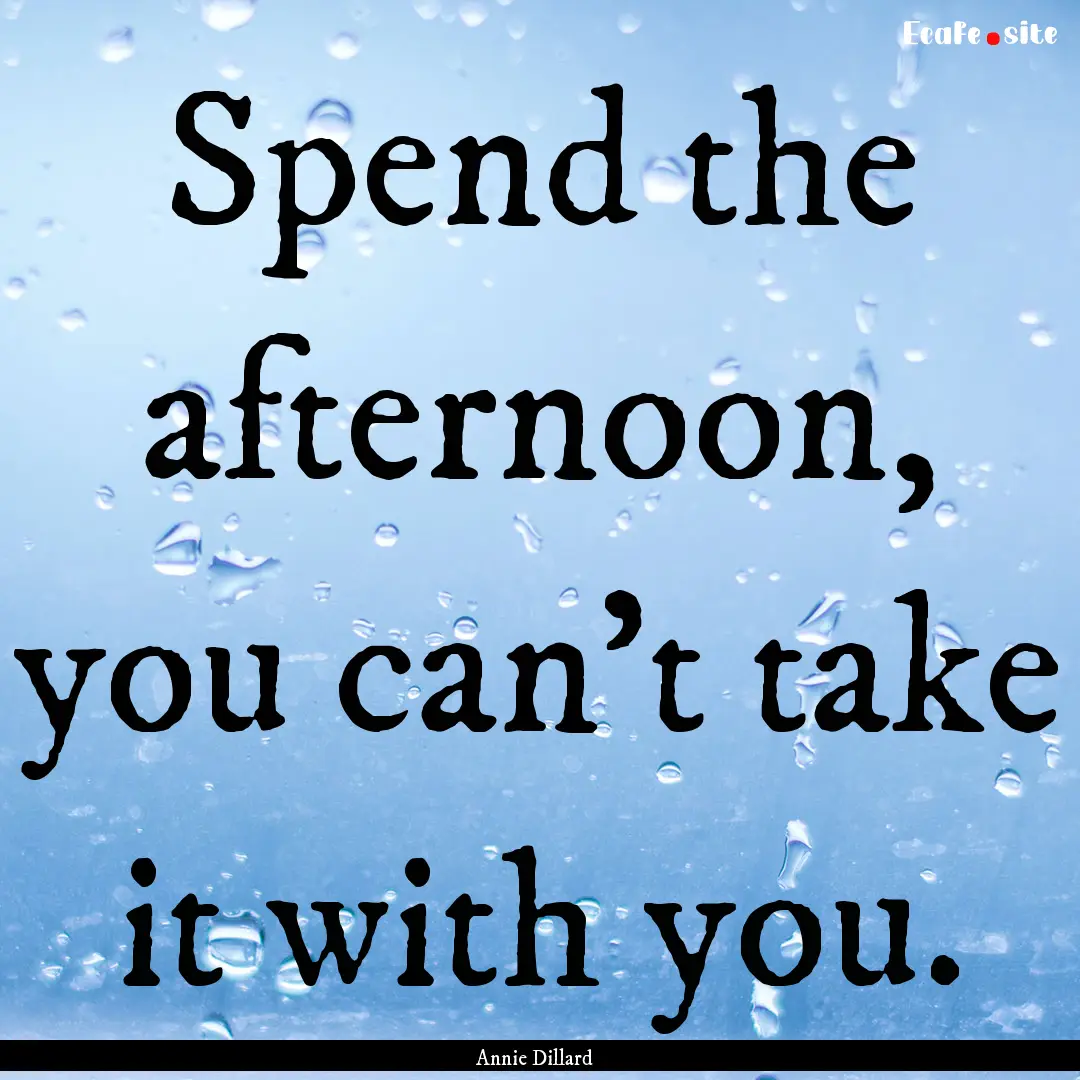 Spend the afternoon, you can't take it with.... : Quote by Annie Dillard