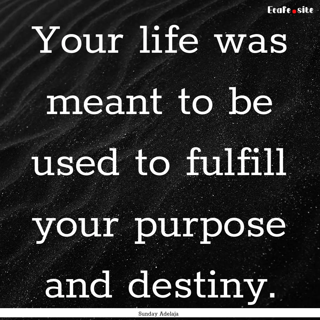 Your life was meant to be used to fulfill.... : Quote by Sunday Adelaja