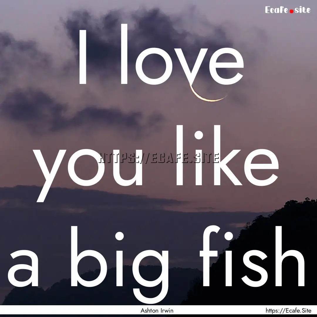 I love you like a big fish : Quote by Ashton Irwin