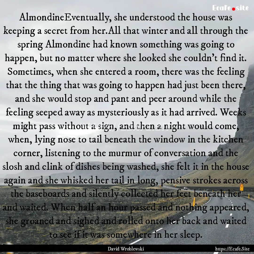 AlmondineEventually, she understood the house.... : Quote by David Wroblewski