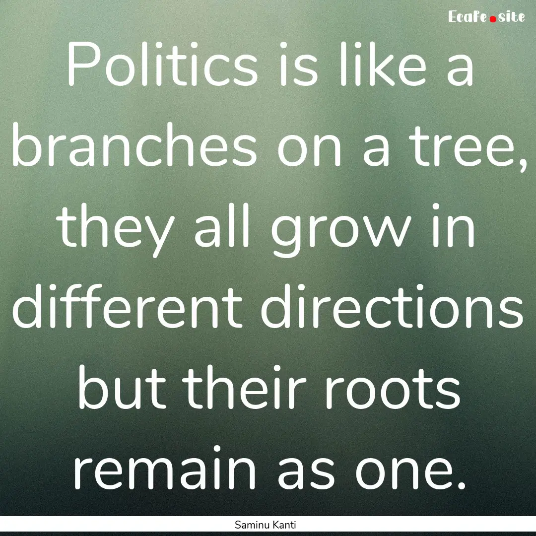 Politics is like a branches on a tree, they.... : Quote by Saminu Kanti