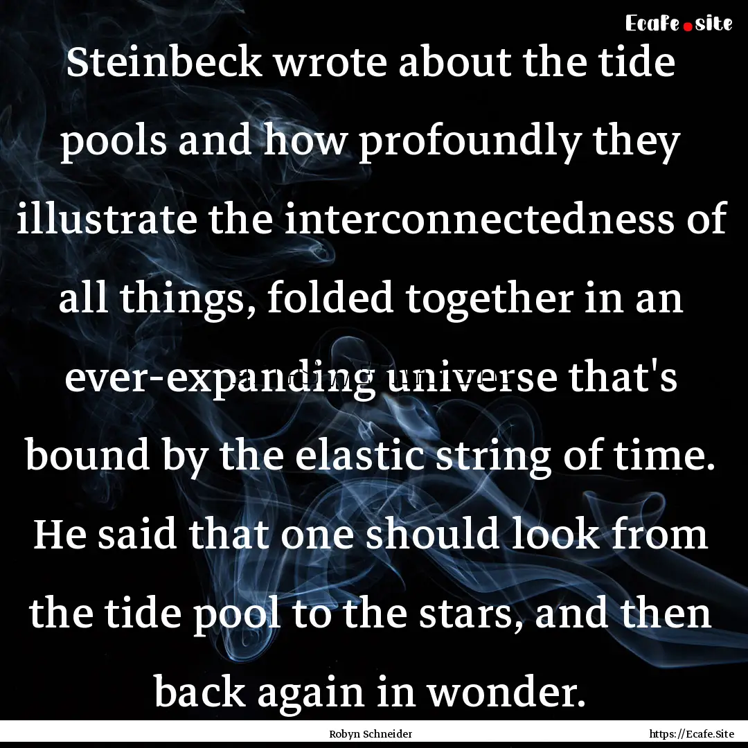 Steinbeck wrote about the tide pools and.... : Quote by Robyn Schneider