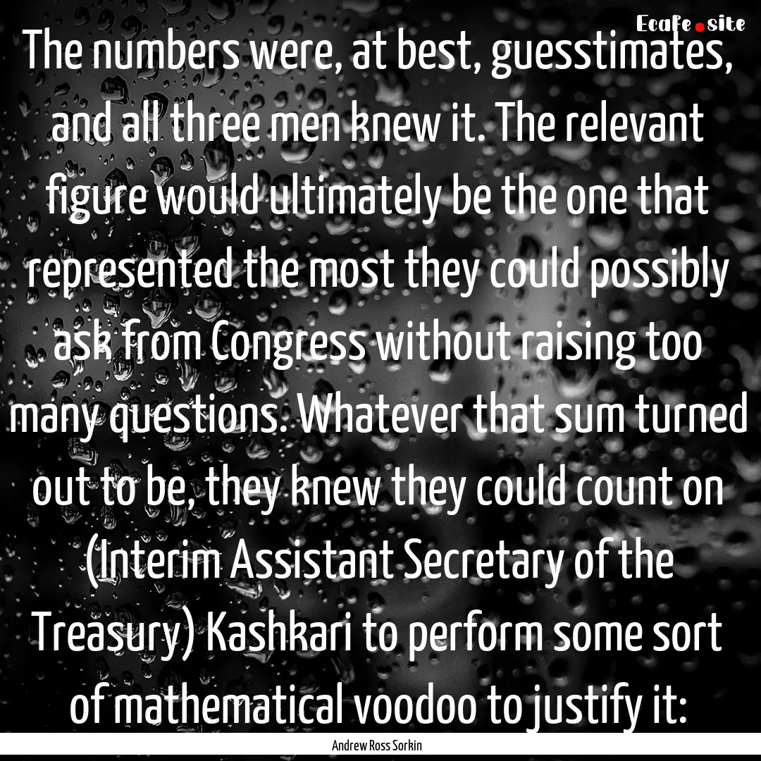 The numbers were, at best, guesstimates,.... : Quote by Andrew Ross Sorkin