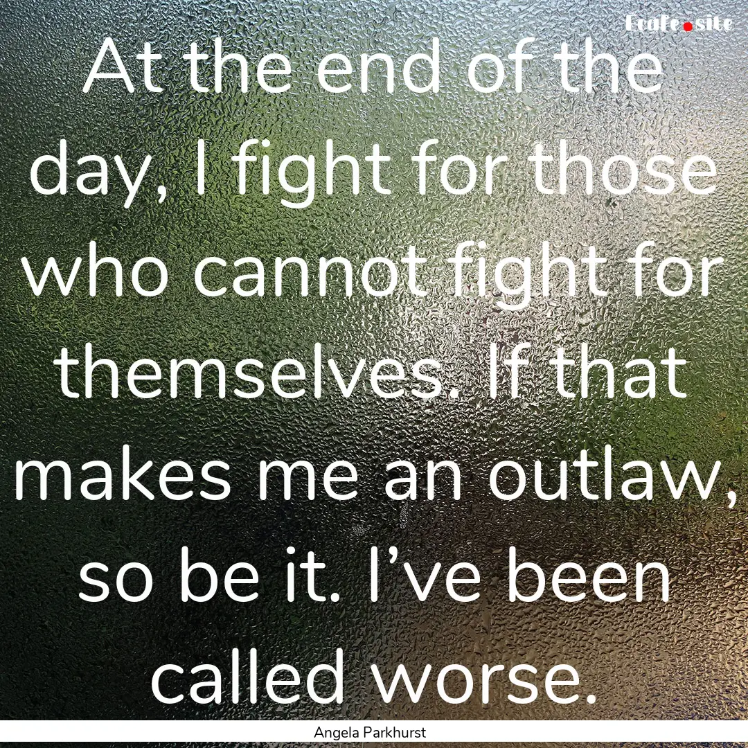 At the end of the day, I fight for those.... : Quote by Angela Parkhurst