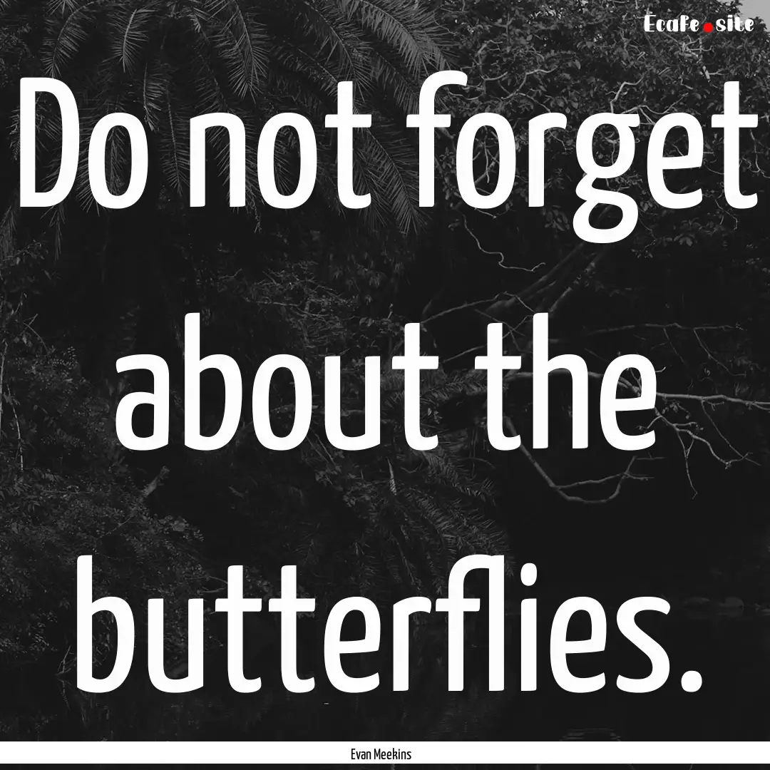 Do not forget about the butterflies. : Quote by Evan Meekins