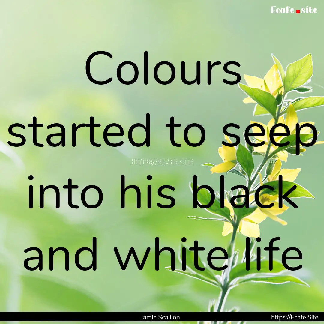 Colours started to seep into his black and.... : Quote by Jamie Scallion