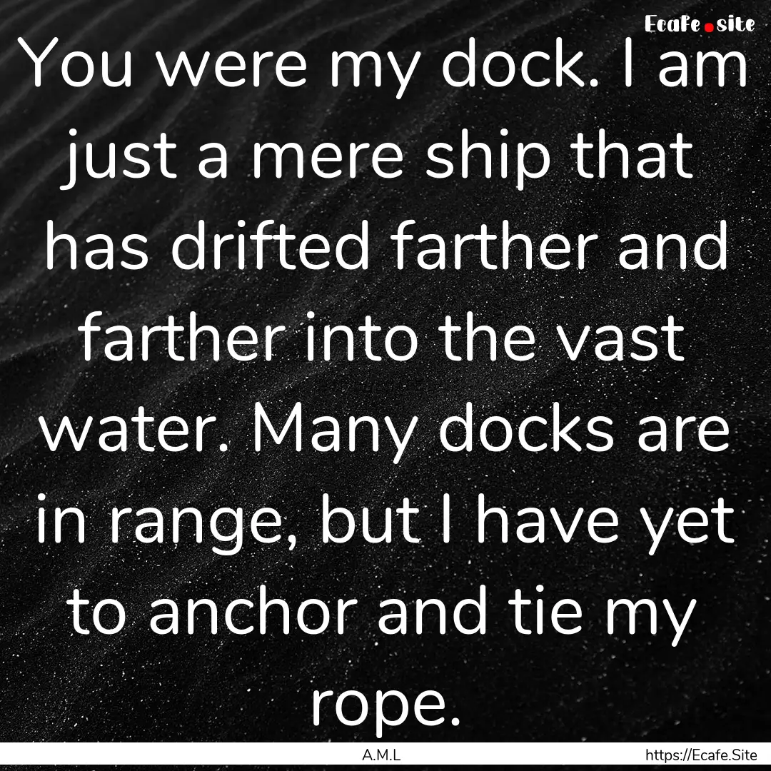 You were my dock. I am just a mere ship that.... : Quote by A.M.L